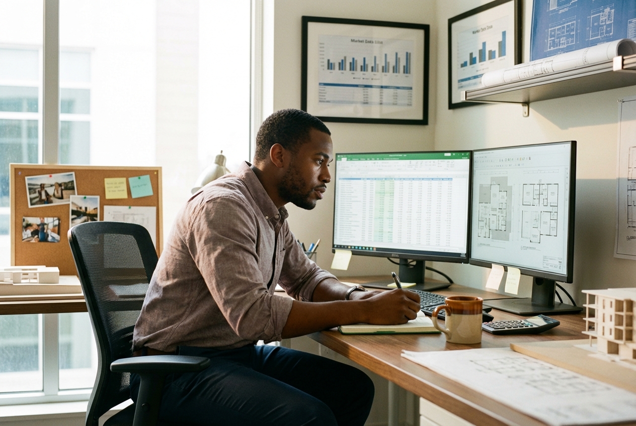 REIT analyst analyzing commercial real estate data